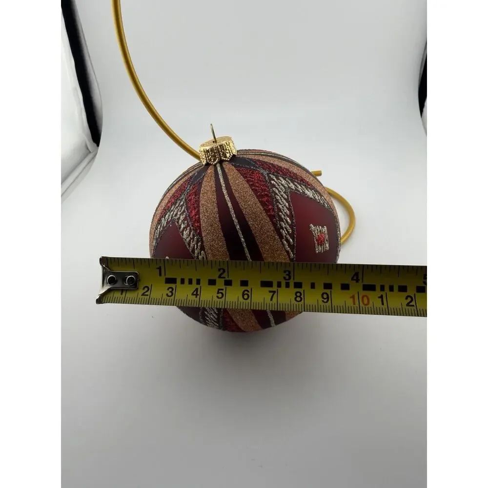 Large 4inch Hand Painted Native American Christmas Ornament Glass Red/Orange